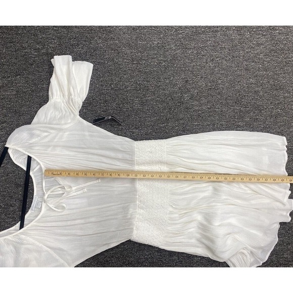 NY&C White MIDI Flowy Dress With Tie Neck Size Xsmall New - Picture 6 of 6